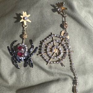 Elegant Gold and Black Spider Earrings